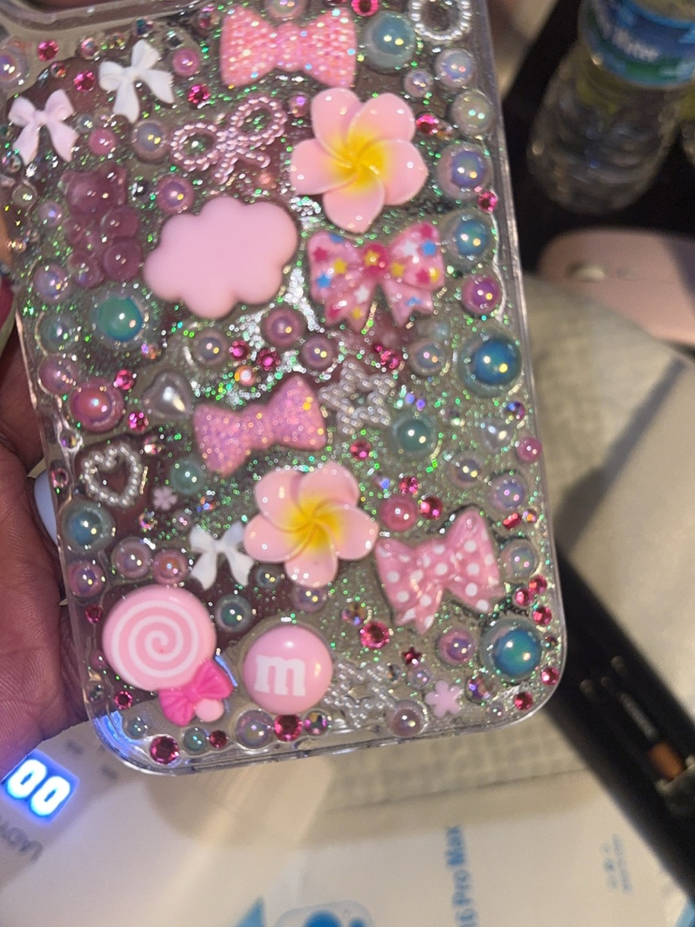 Apple Pink Floral & Bow Clear Decorative Phone Case